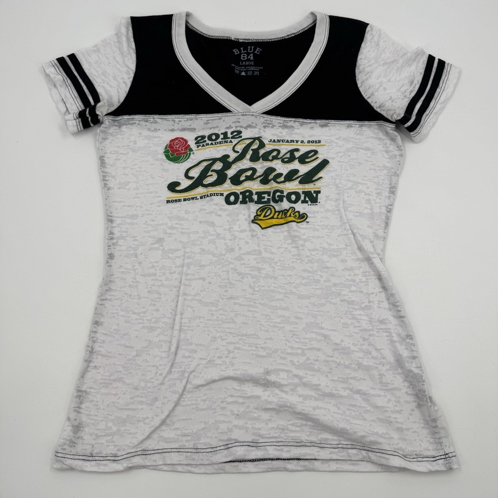 Oregon Ducks Shirt Women's Large Tee 2012 Rose Bowl Blue 84 Brand